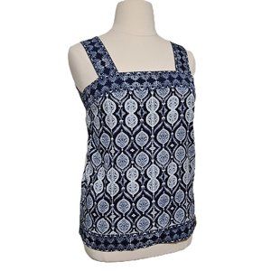 Ivanka Trump Medallion Border Print Square Neck Top